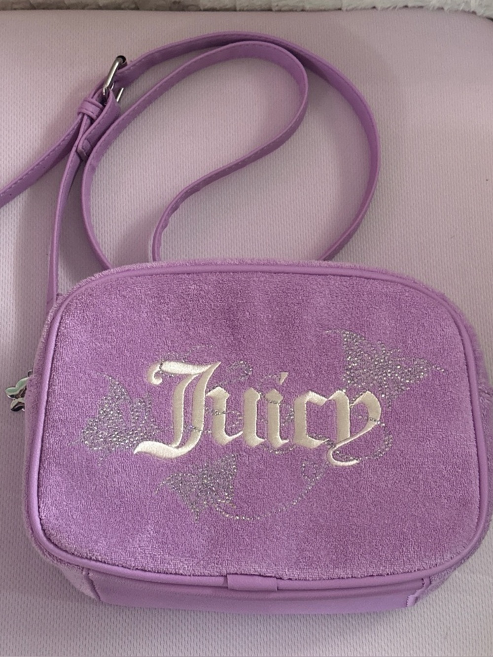 Juicy Couture Lavender Suede Crossbody Bag